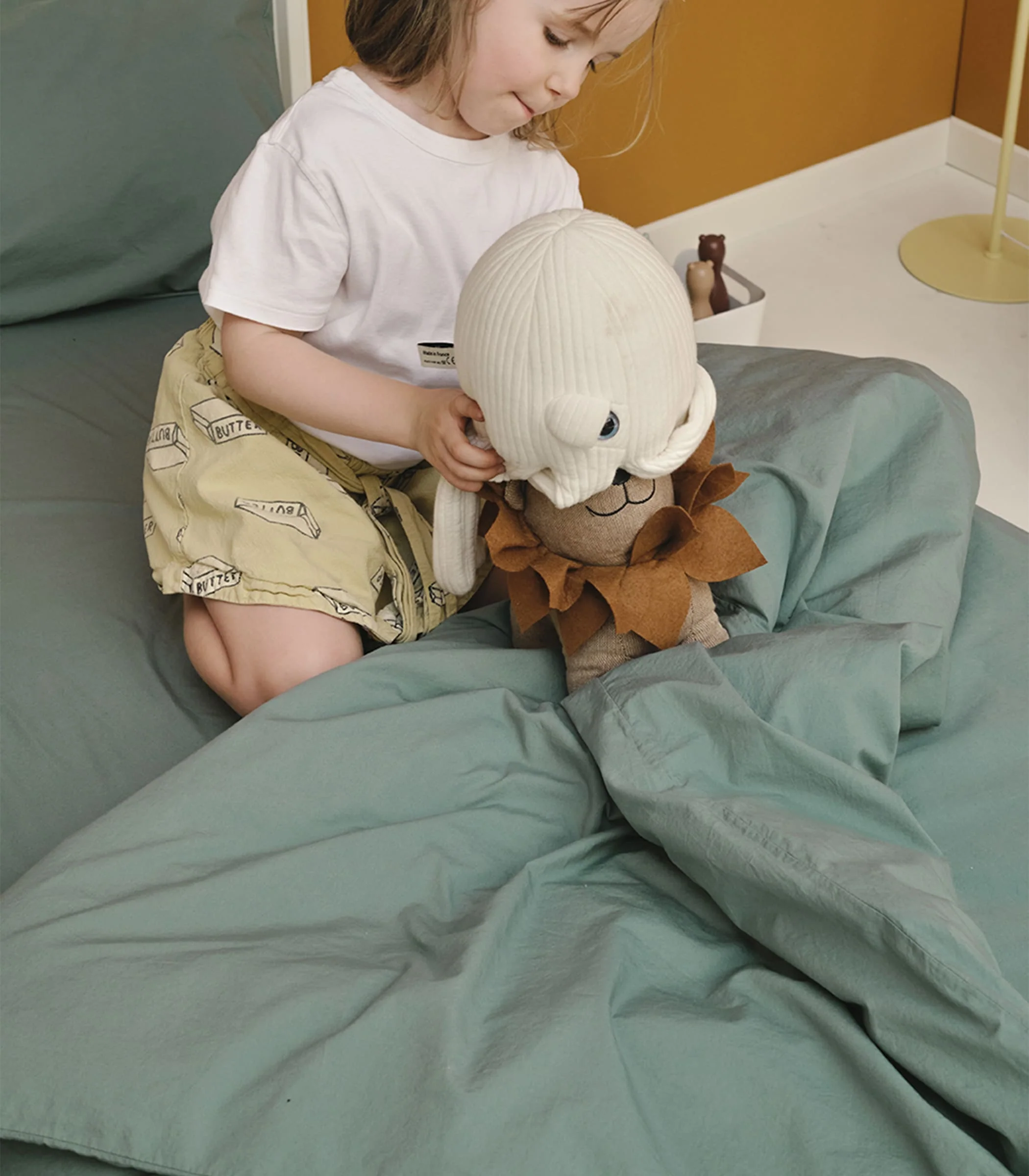 Drap housse percale de coton bio enfant - Vert Sauge - Image 4