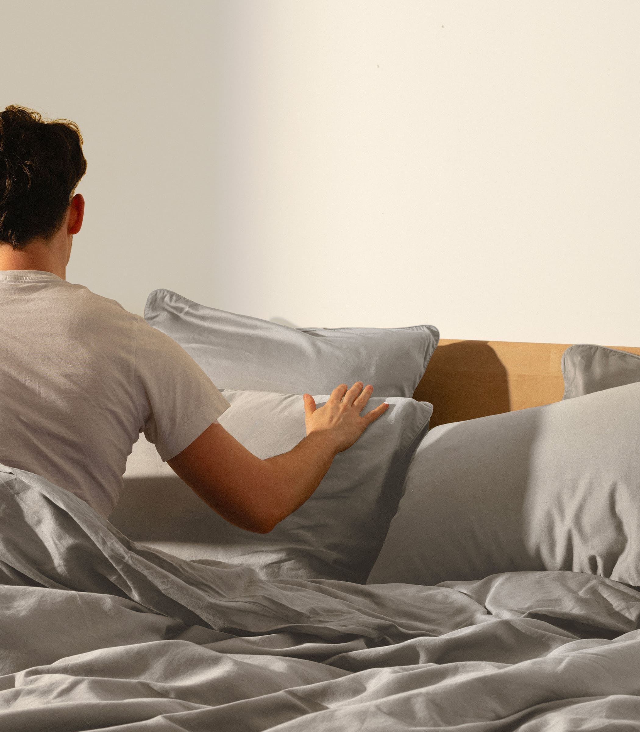 Housse de couette en satin de coton - Gris Ecume - Image 4