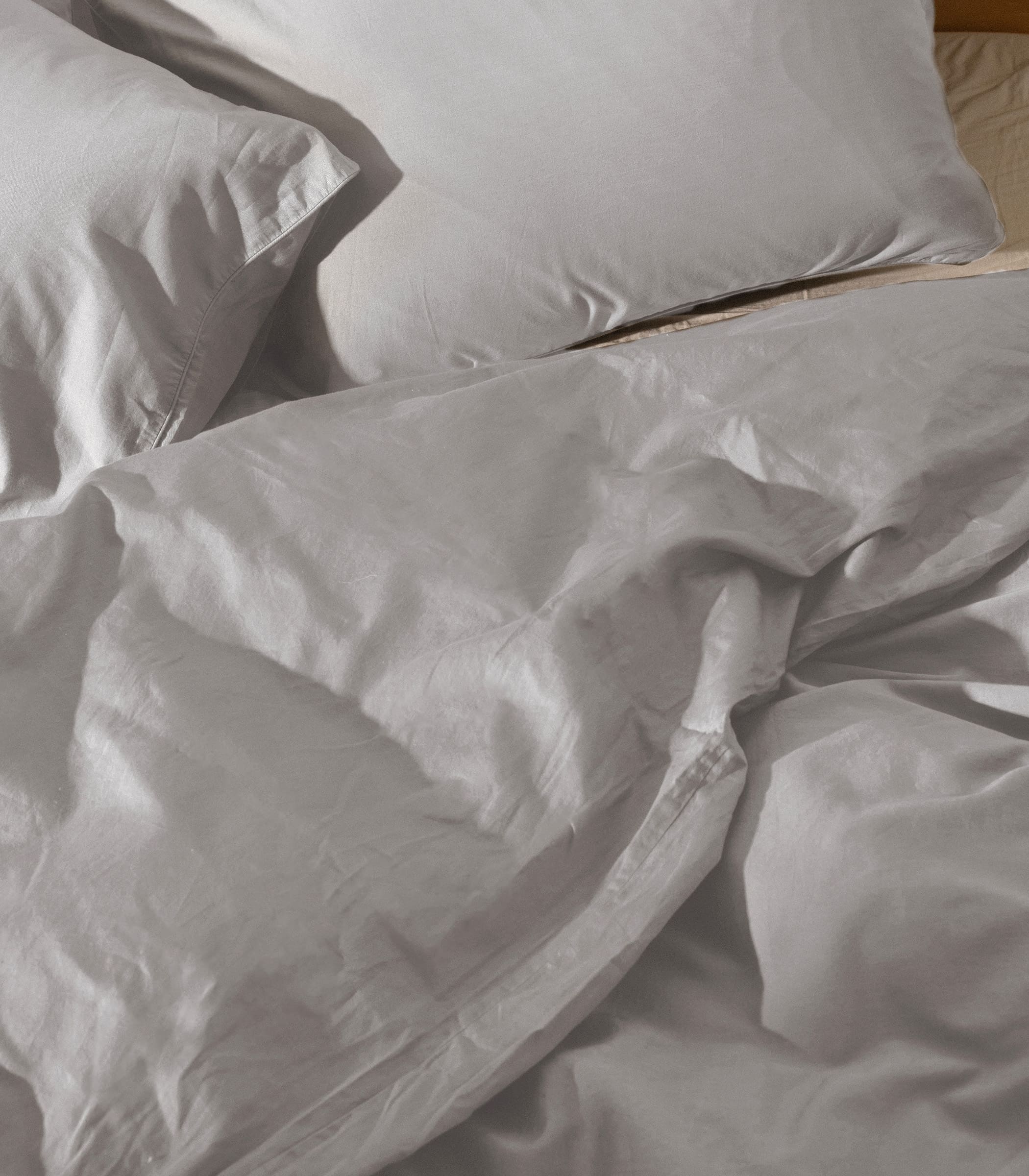 Housse de couette en satin de coton - Gris Ecume - Image 5