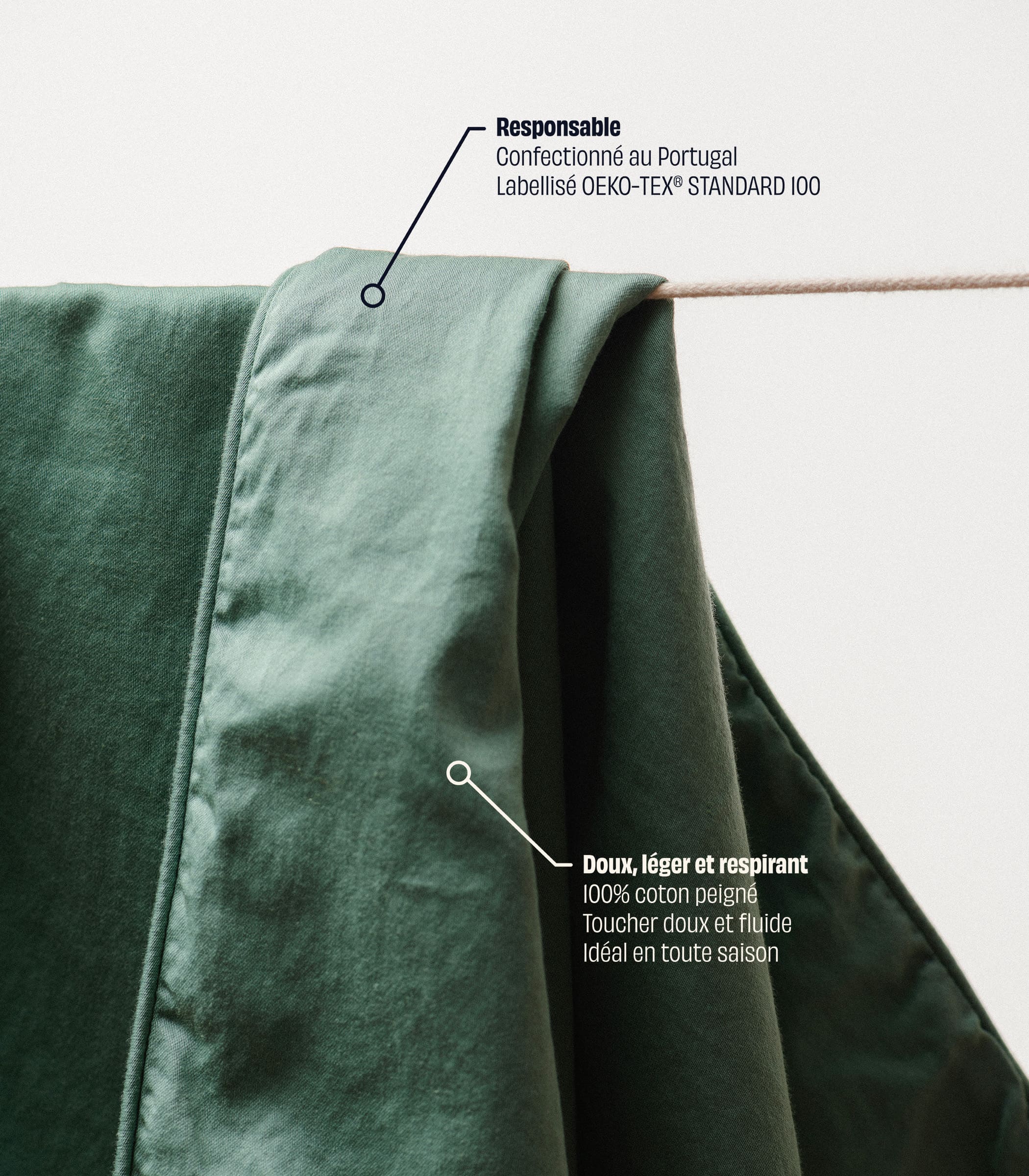 Housse de couette en satin de coton - Vert sauge - Image 3