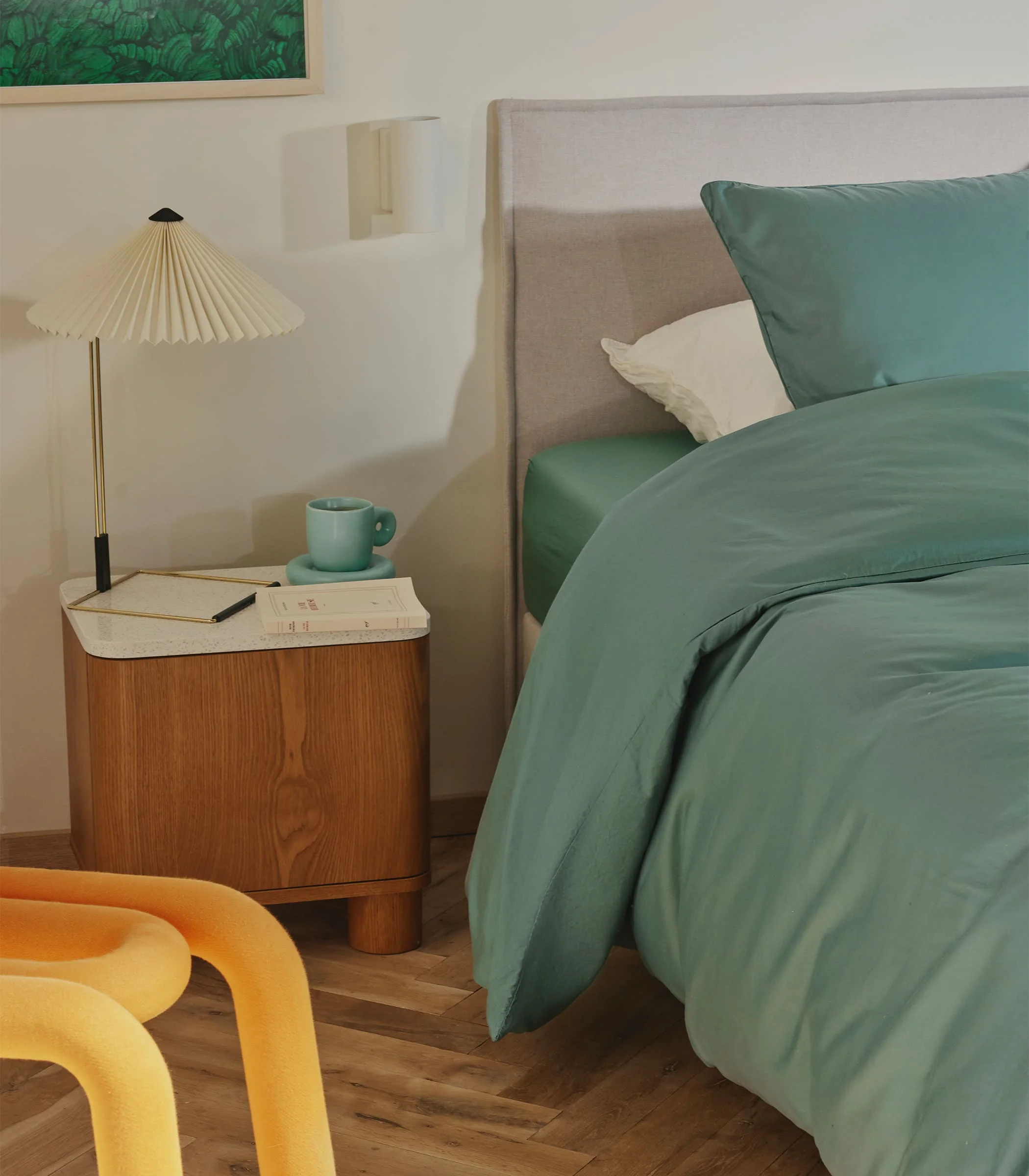 Housse de couette en satin de coton - Vert sauge - Image 5
