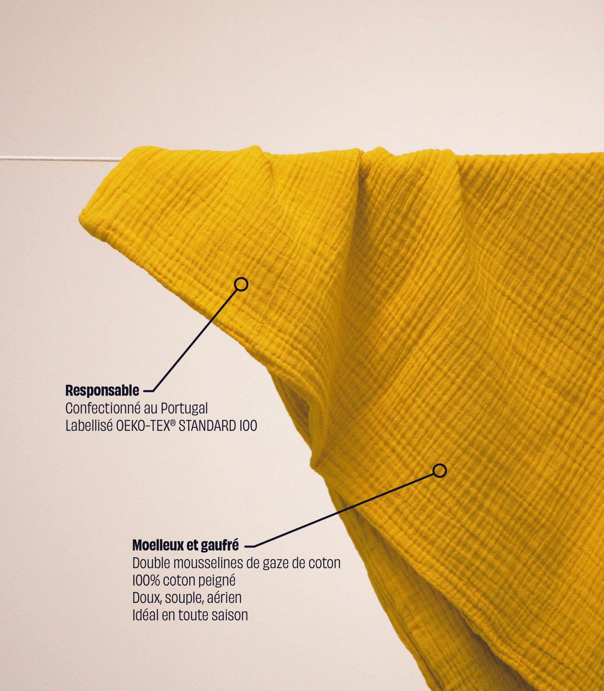 Drap housse en gaze de coton - Jaune safran - Image 3