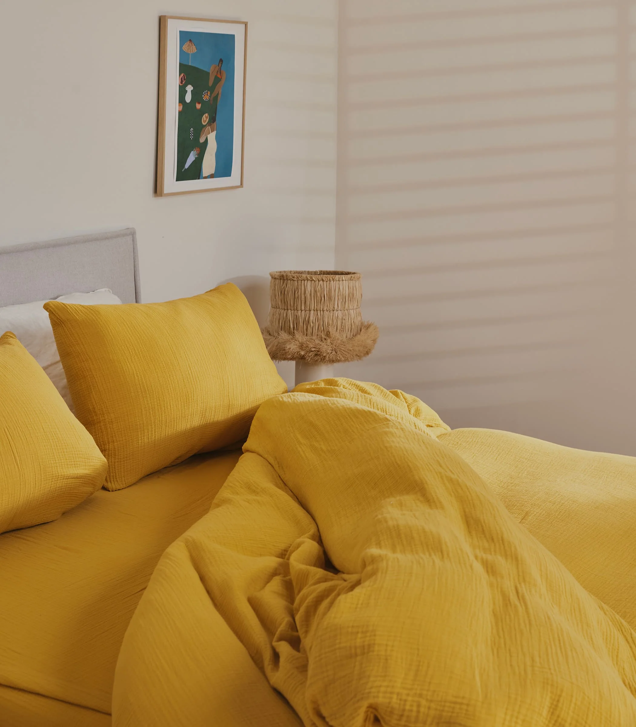 Drap housse en gaze de coton - Jaune safran - Image 5