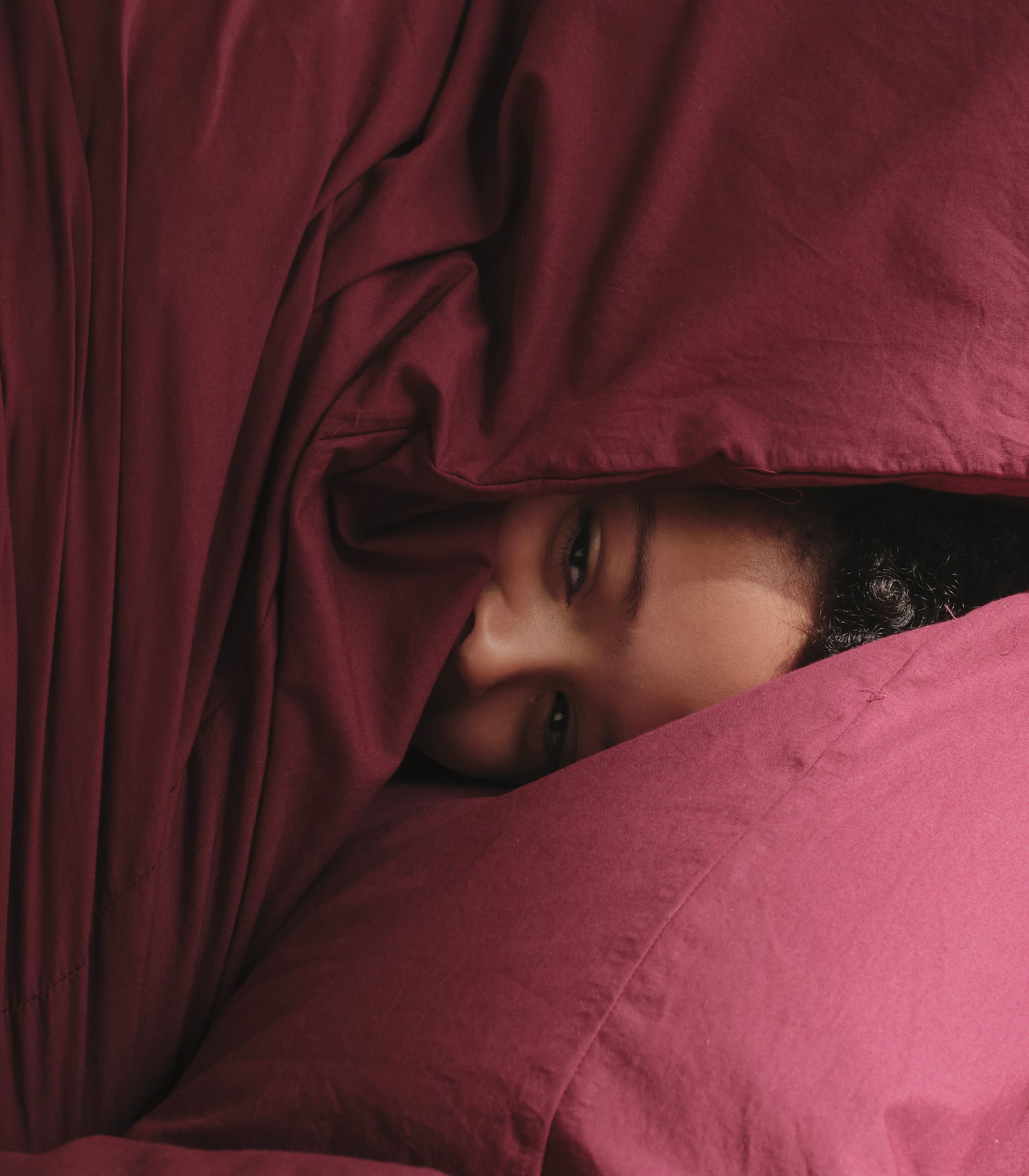 Drap housse en percale de coton - Rouge tanin - Image 4