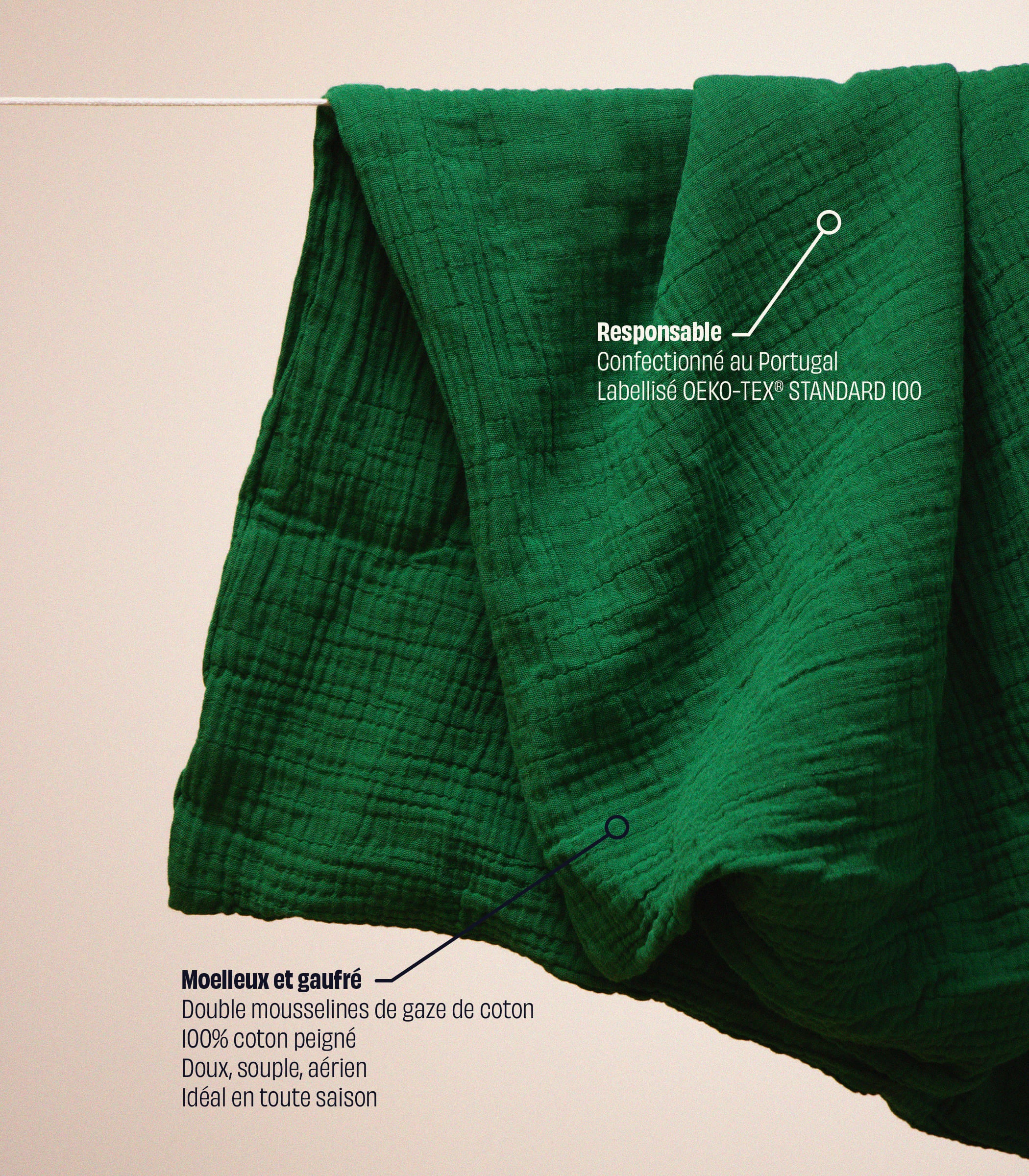 Parure en gaze de coton - Vert romarin - Image 3