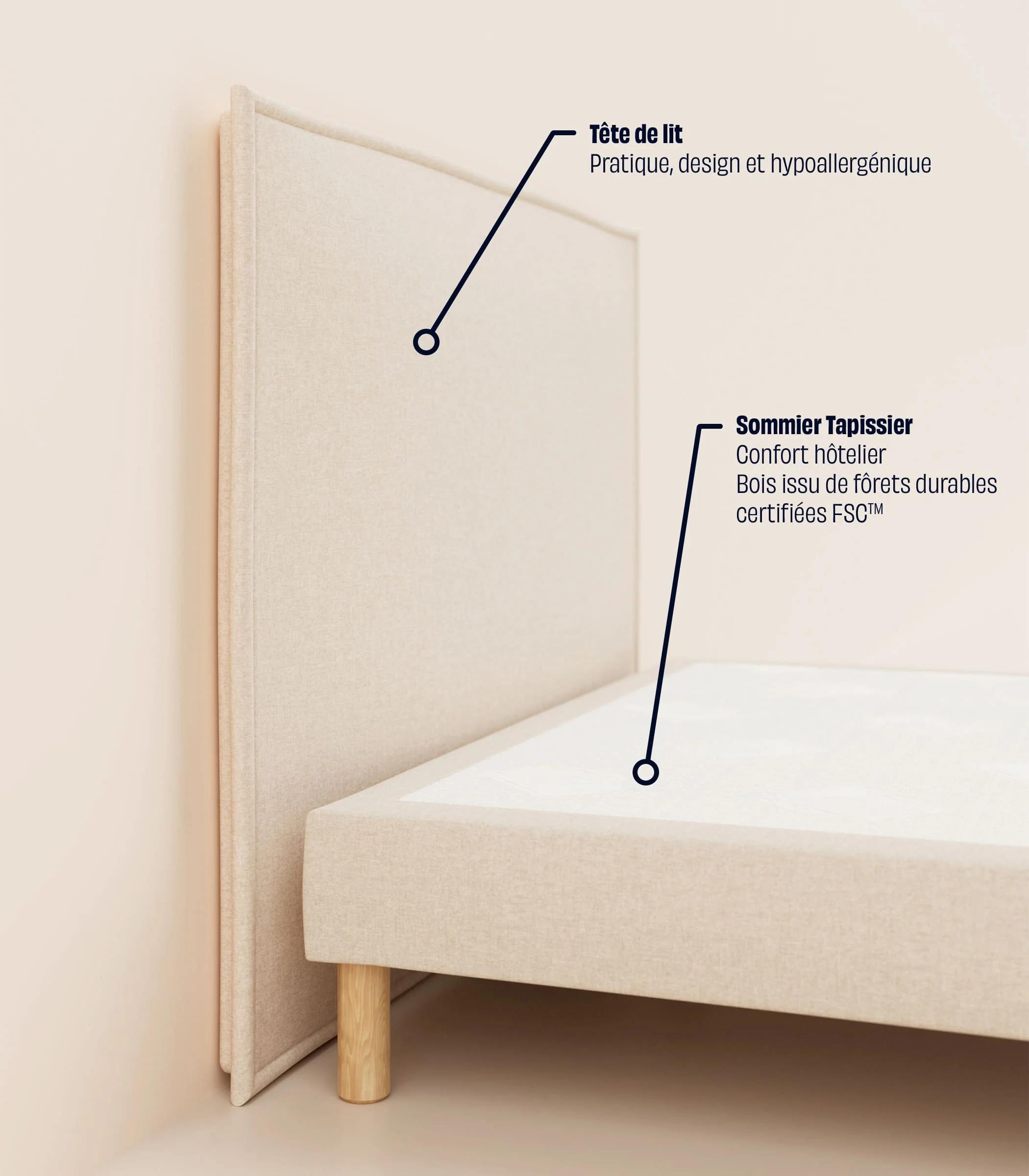 Lit tapissier - Beige - Image 6