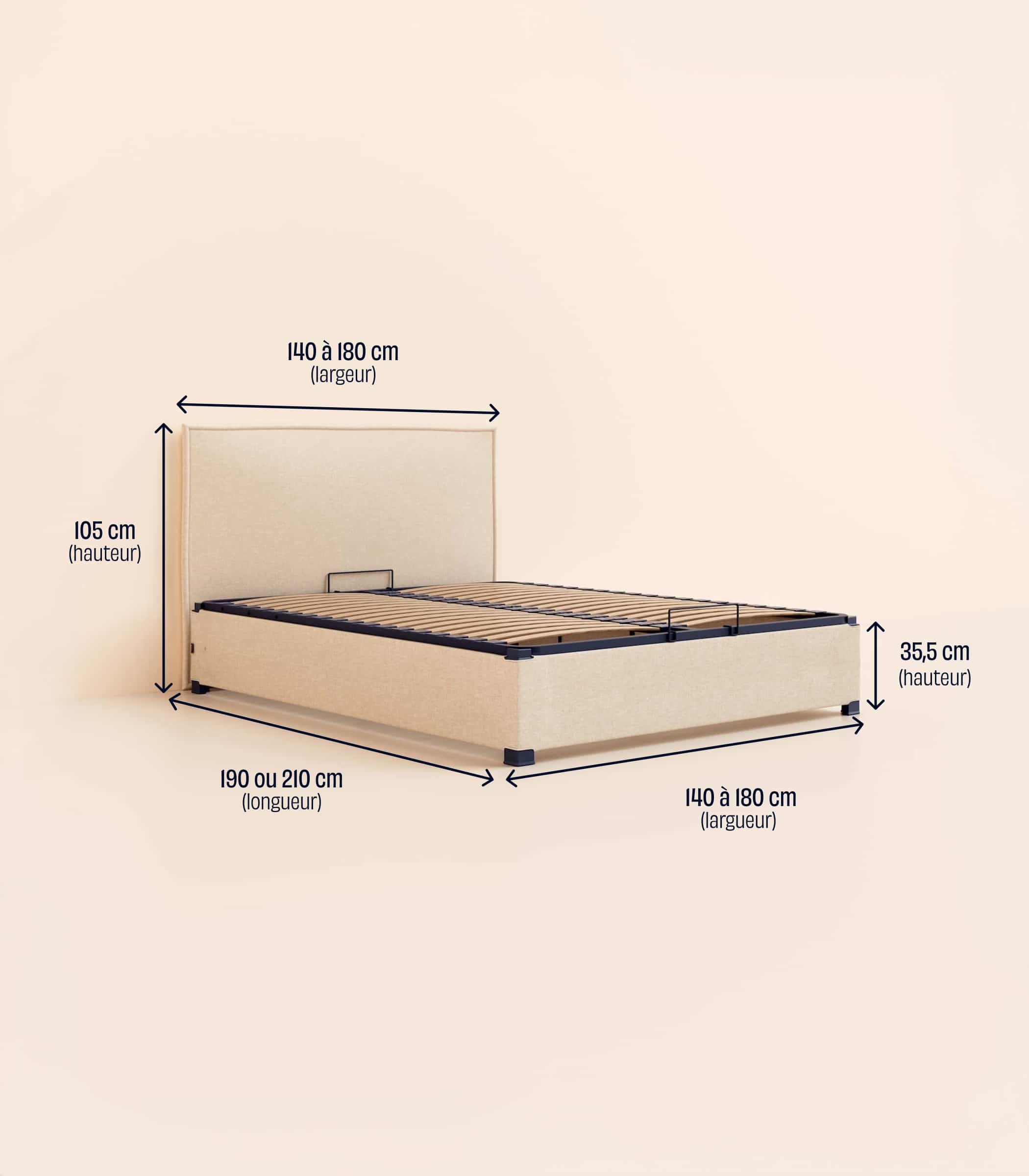 Lit coffre - Beige - Image 10
