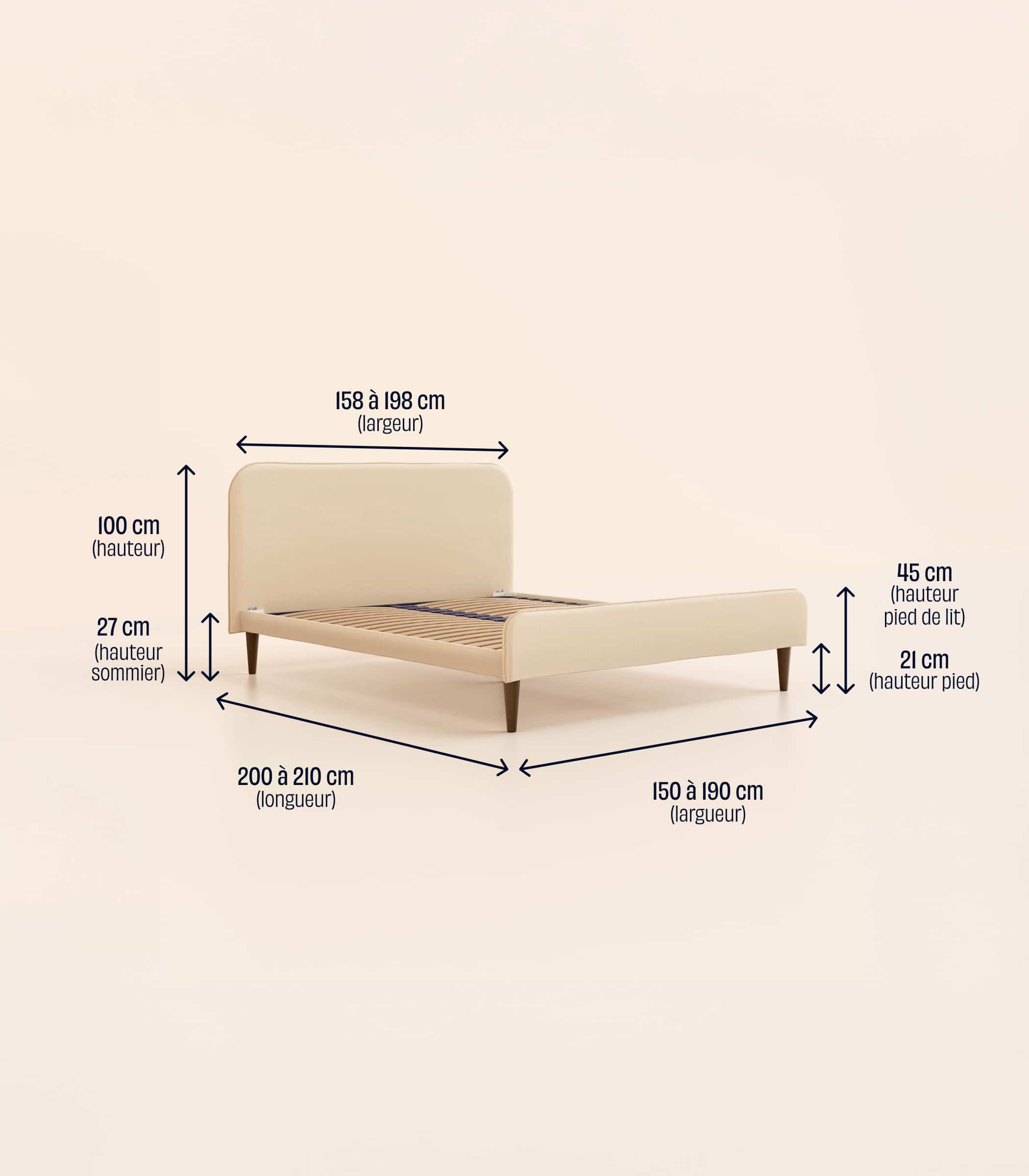 Lit scandi - Beige Velouté - Image 12
