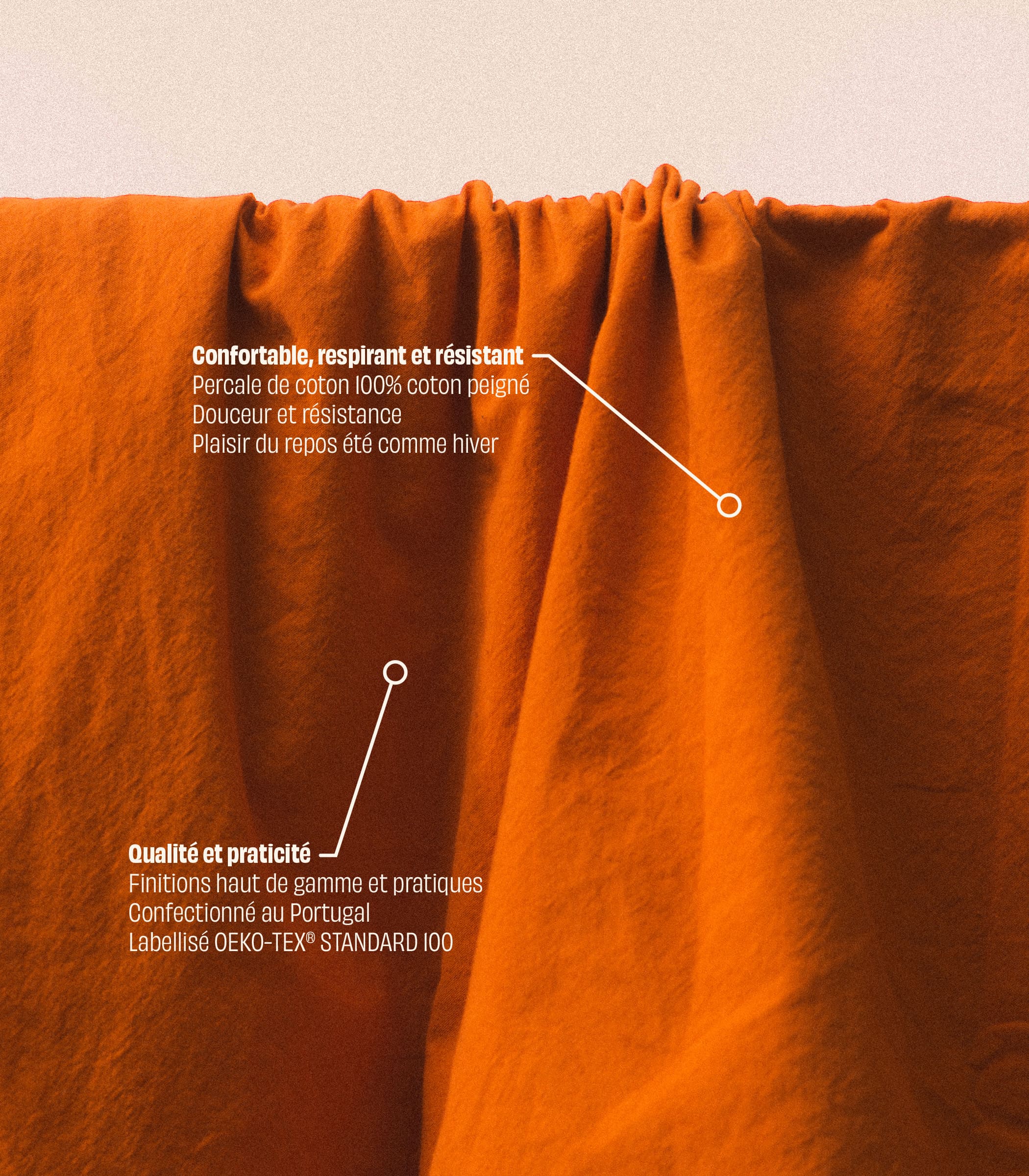 Parure en percale de coton - Orange Magma - Image 3
