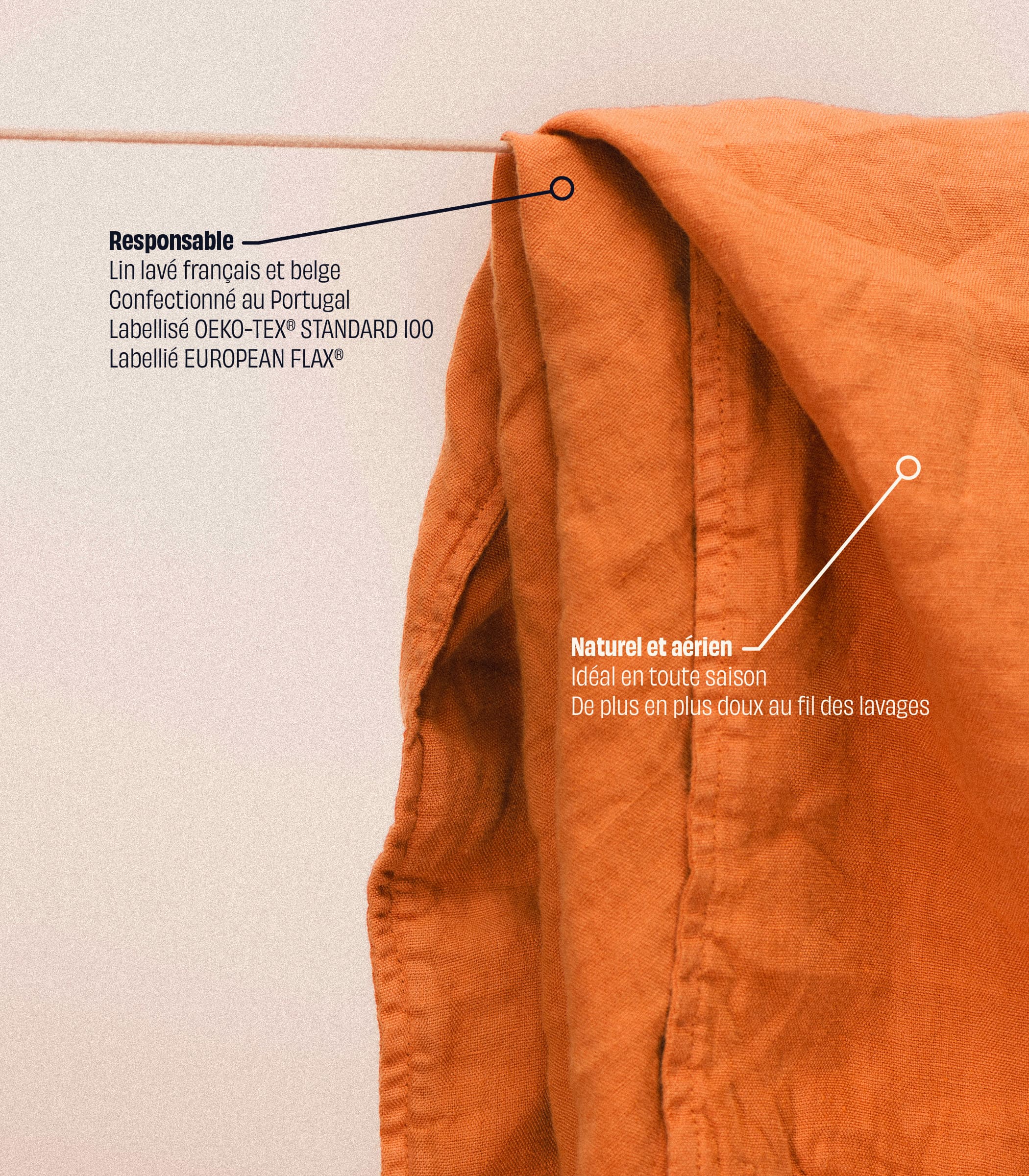 Housse de couette en lin lavé - Orange terracotta - Image 3