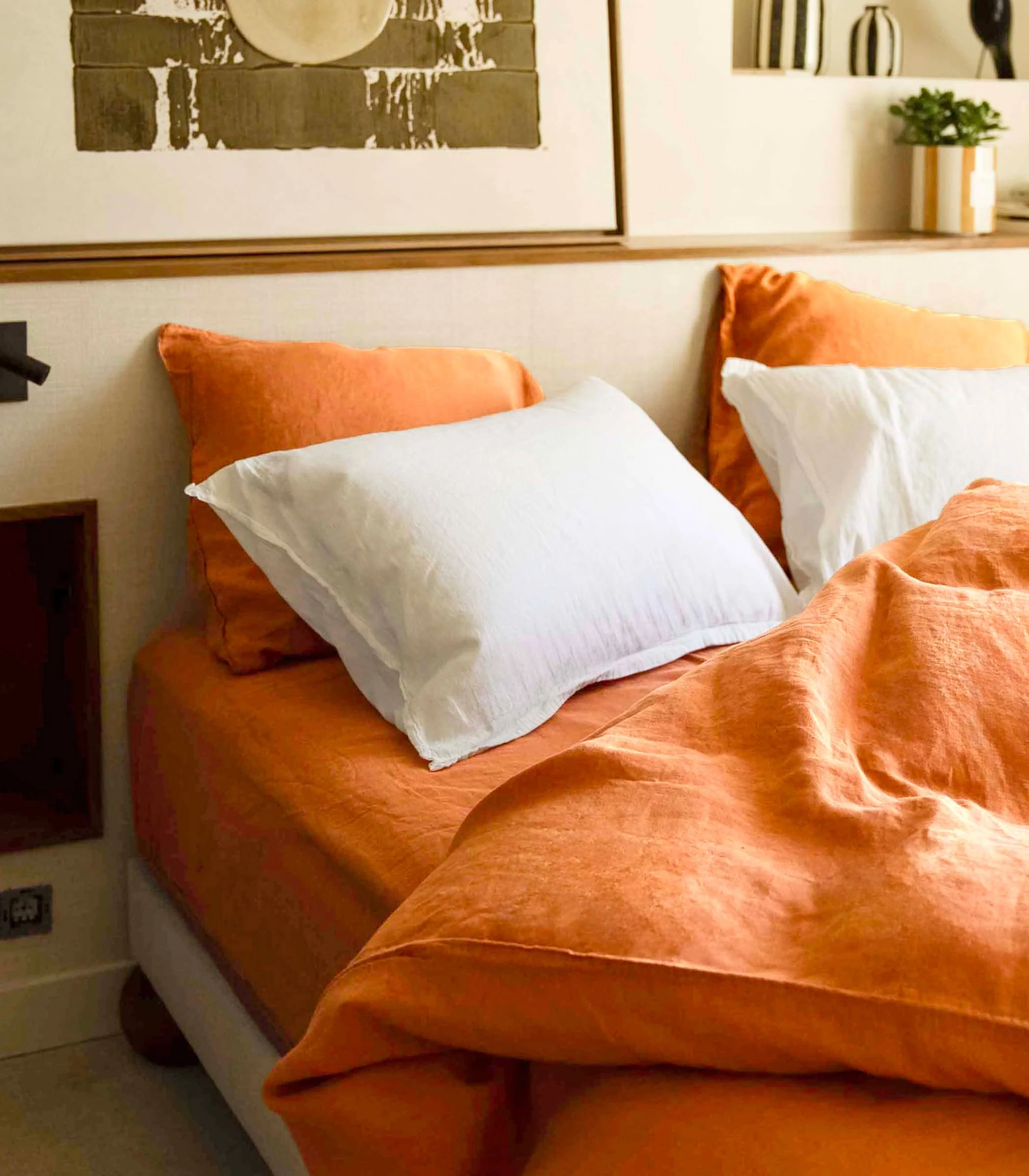 Housse de couette en lin lavé - Orange terracotta - Image 5