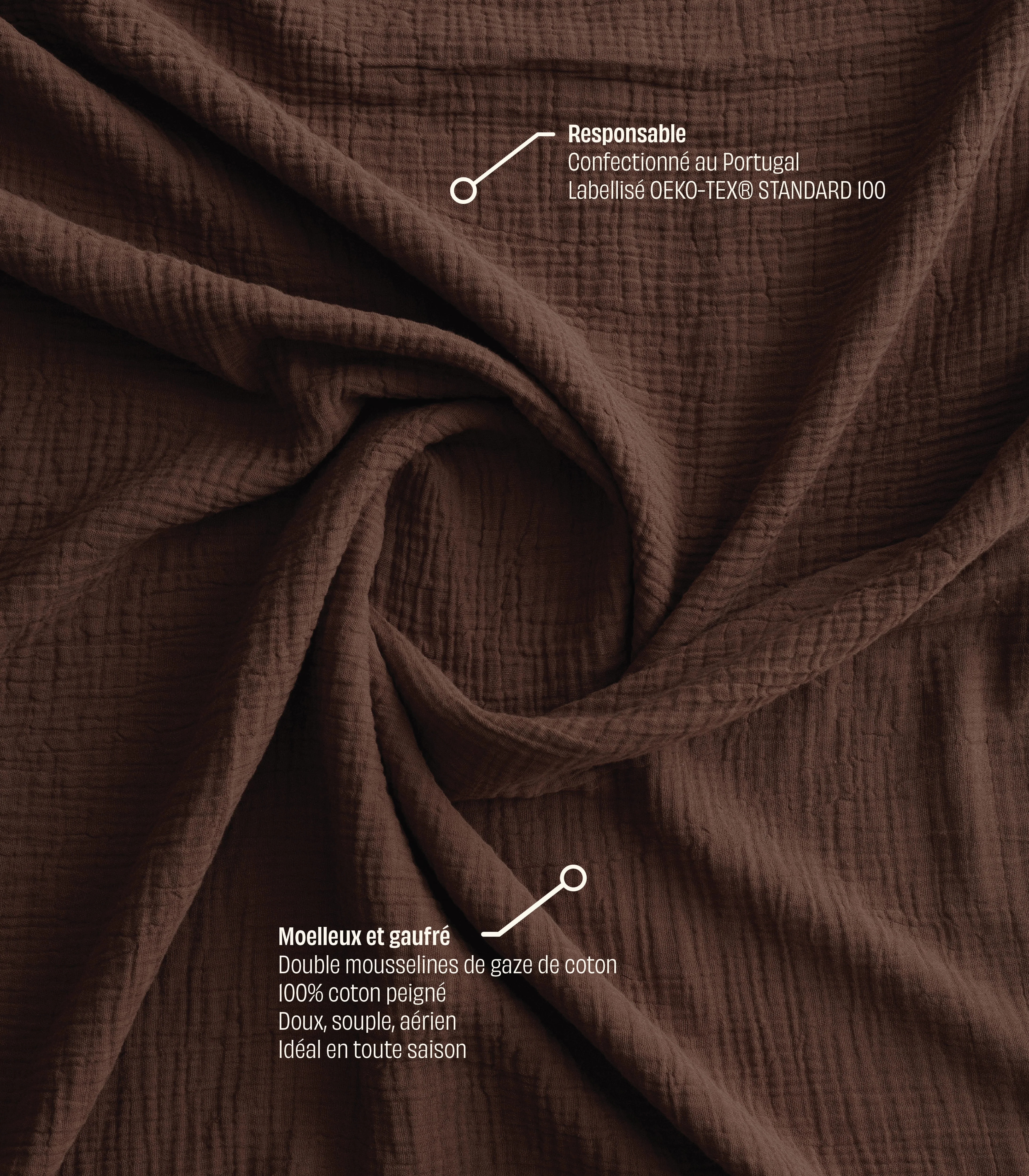 Parure en gaze de coton - Marron moka - Image 2