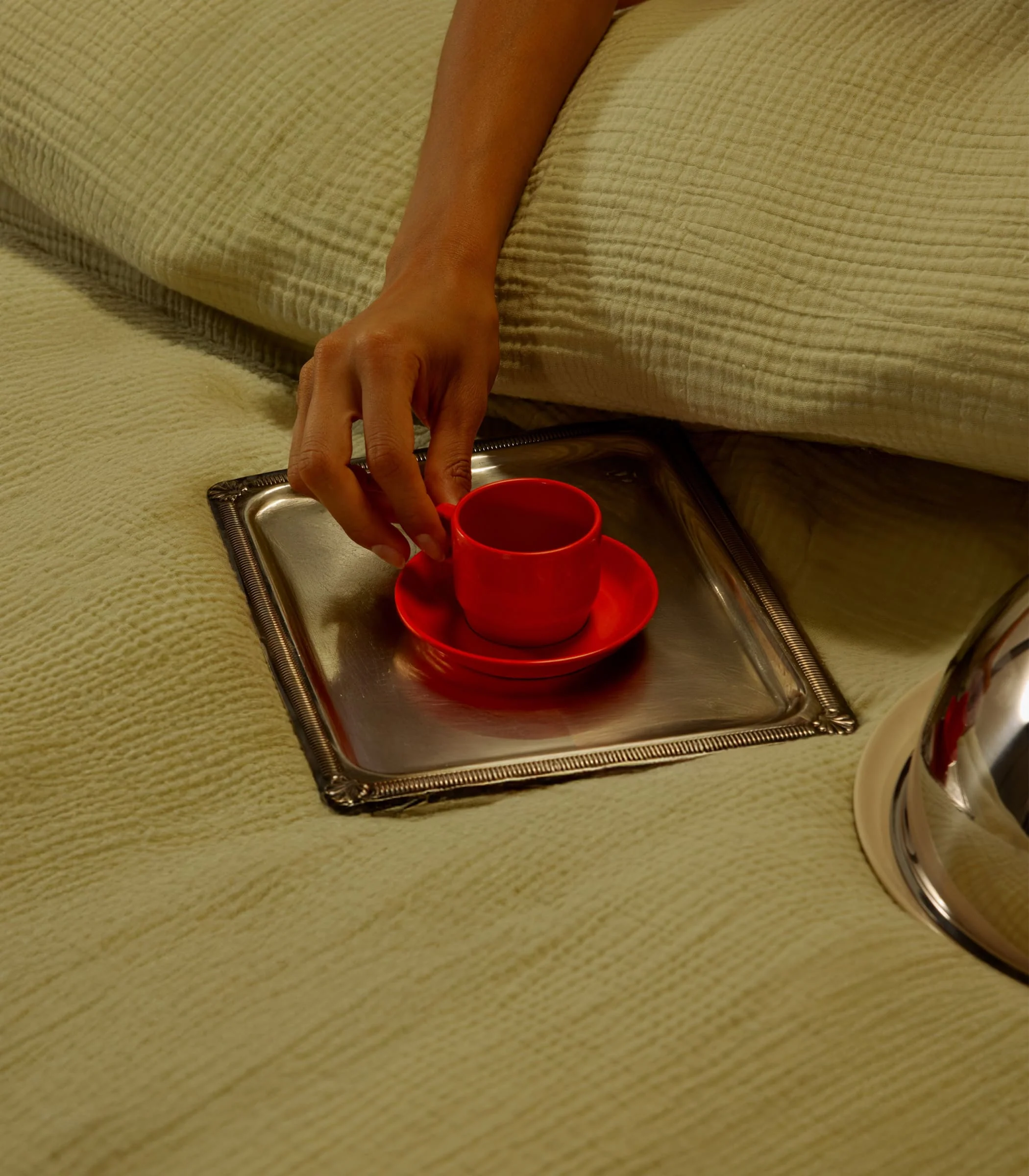Drap housse en gaze de coton - Vert amande - Image 3