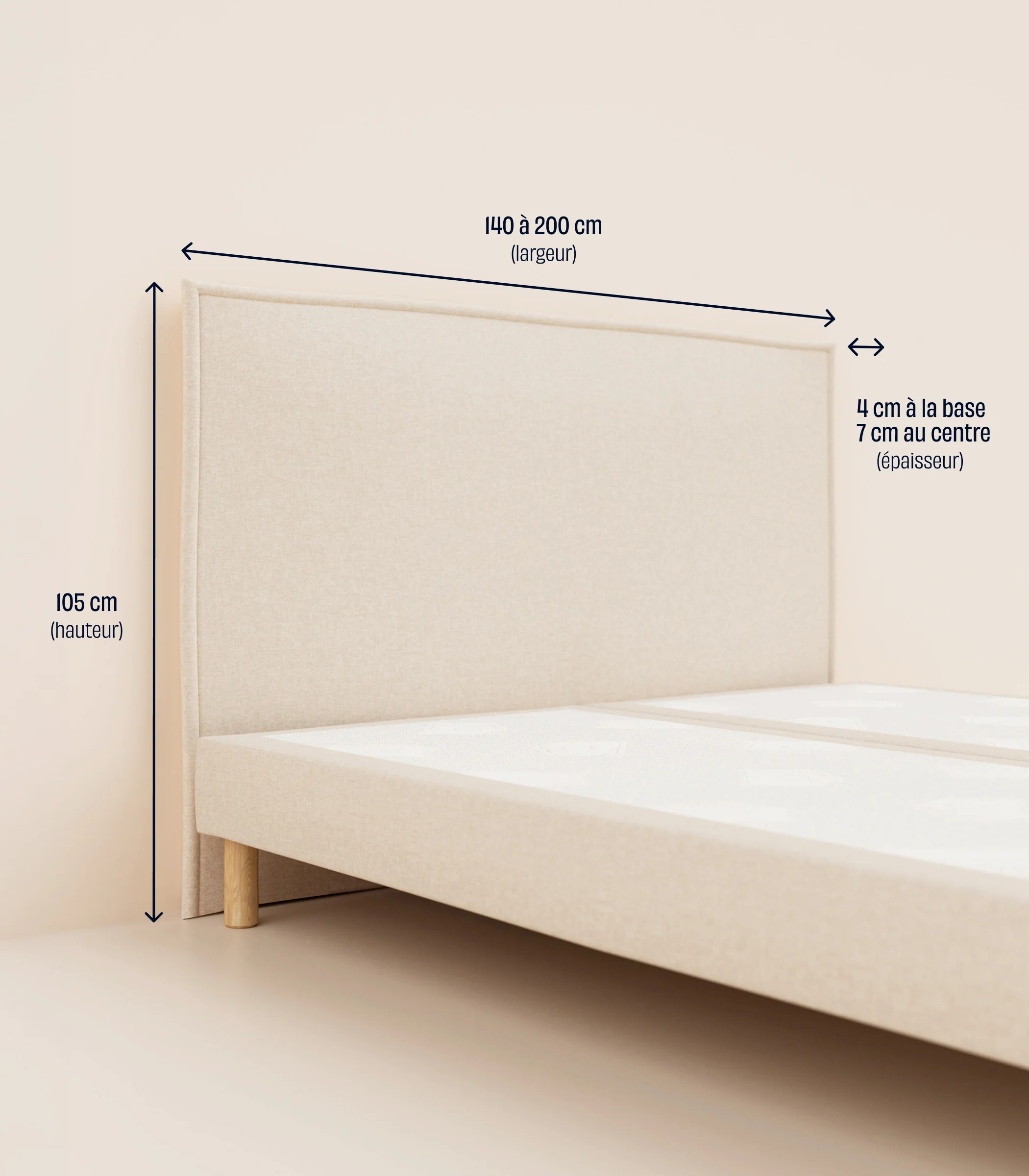 Tête de lit tapissière - Beige - Image 5